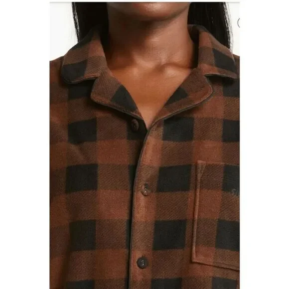 SKIMS Fleece‎ Plaid Top & Pant Sleep Set In Jasper Buffalo Check 2X NWT In Box